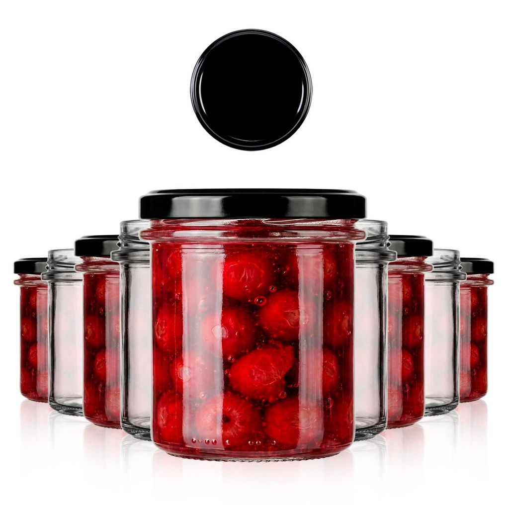 SuperButelki.pl - 20x Glasjarre 350 ml mit Deckel, Set von Einmachgläsern 0,35 l mit Deckeln für Konserven, Glasgefäße mit Deckel Durchmesser 8