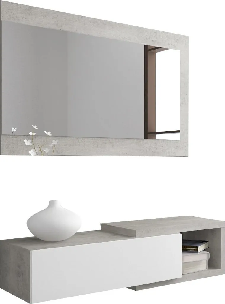 Console d'Entrée Blanche avec Miroir Fabbrico Design Contemporain