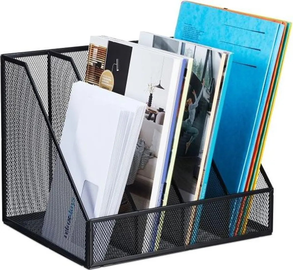 Organisateur de bureau collecteur de magazines 4 compartiments