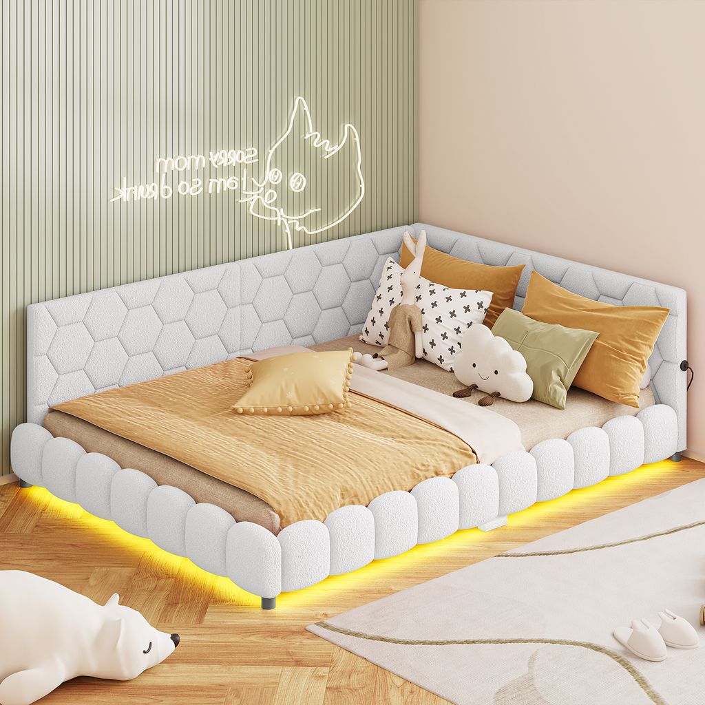 Letto imbottito 140x200cm con USB/tipo C, letto Immagine del prodotto 
