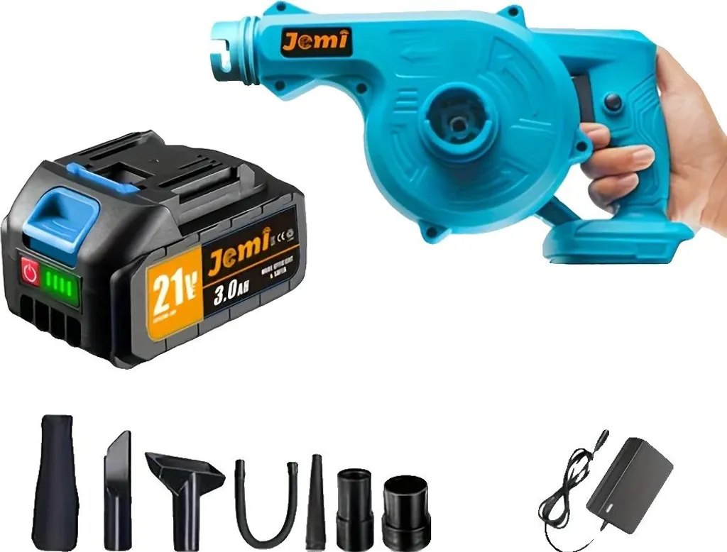 Souffleur de feuilles 2-en-1 ergonomique léger avec batterie incluse