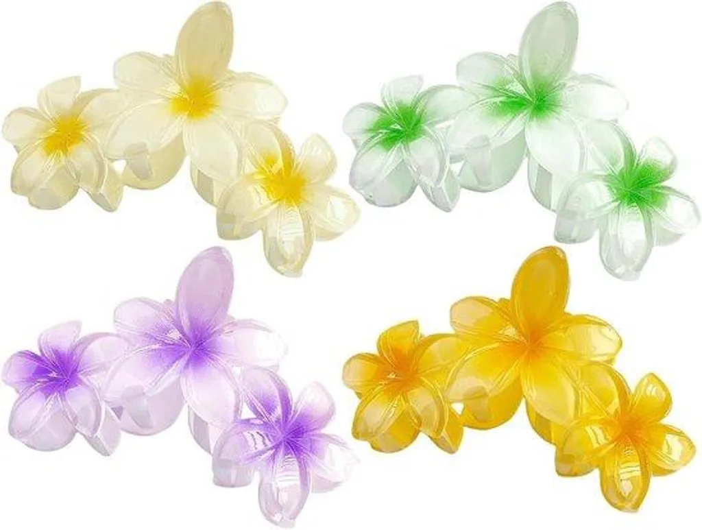Accessoire Coiffure Tropical : 4 Barrettes Fleurs pour Tenue Parfaite