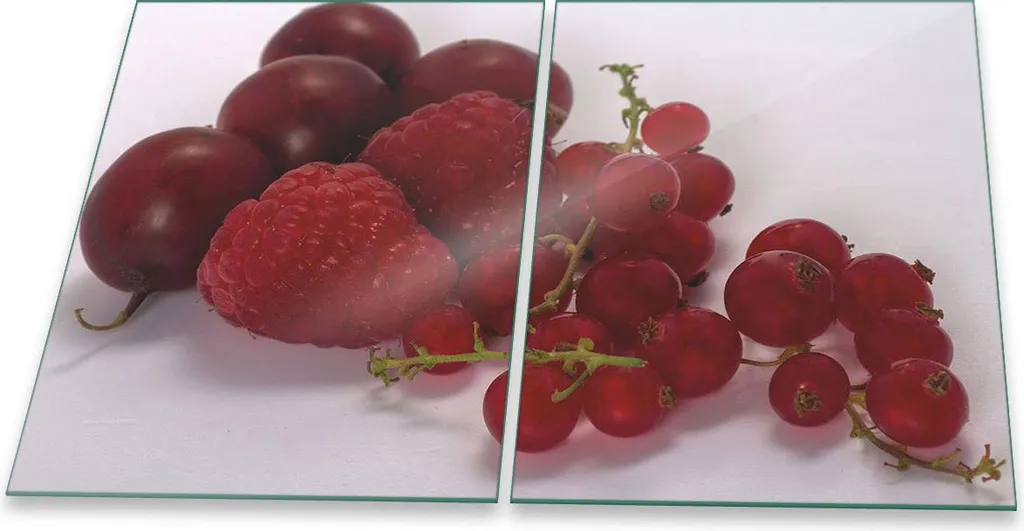 Copri piano cottura induzione 2x 40x52 cm vetro paraspruzzi frutta rossa