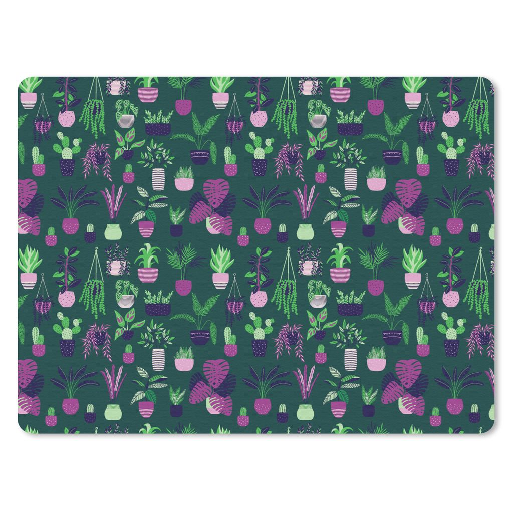 MuchoWow Mauspad Mousepad Pflanzen - Muster - Kaktus 40x30 cm - Mousepads - Maus Mat - Pad - Mausunterlage - Anti Rutsch