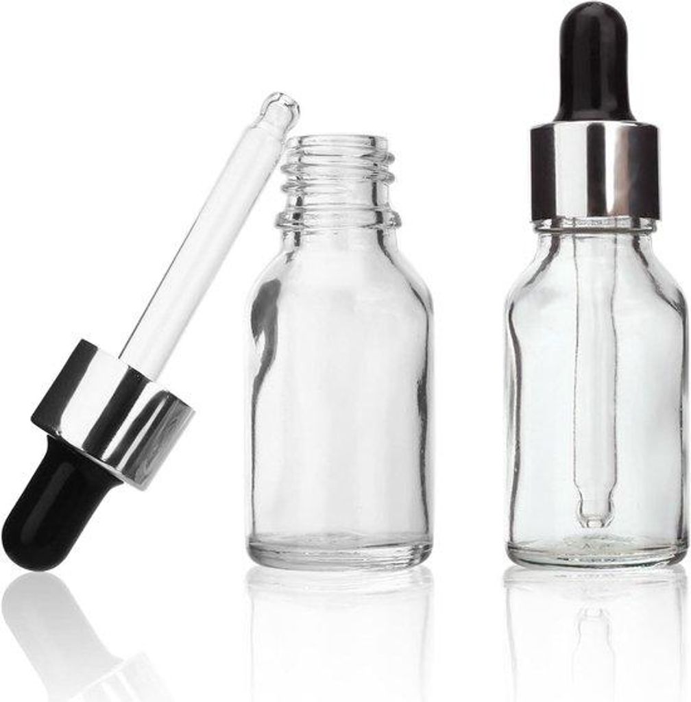 Lege glazen druppelaar flessen 15ml 0.5oz 25 Stück für ätherische Öle und Flüssigkeiten Reiseflaschen für Toilettenartikel.