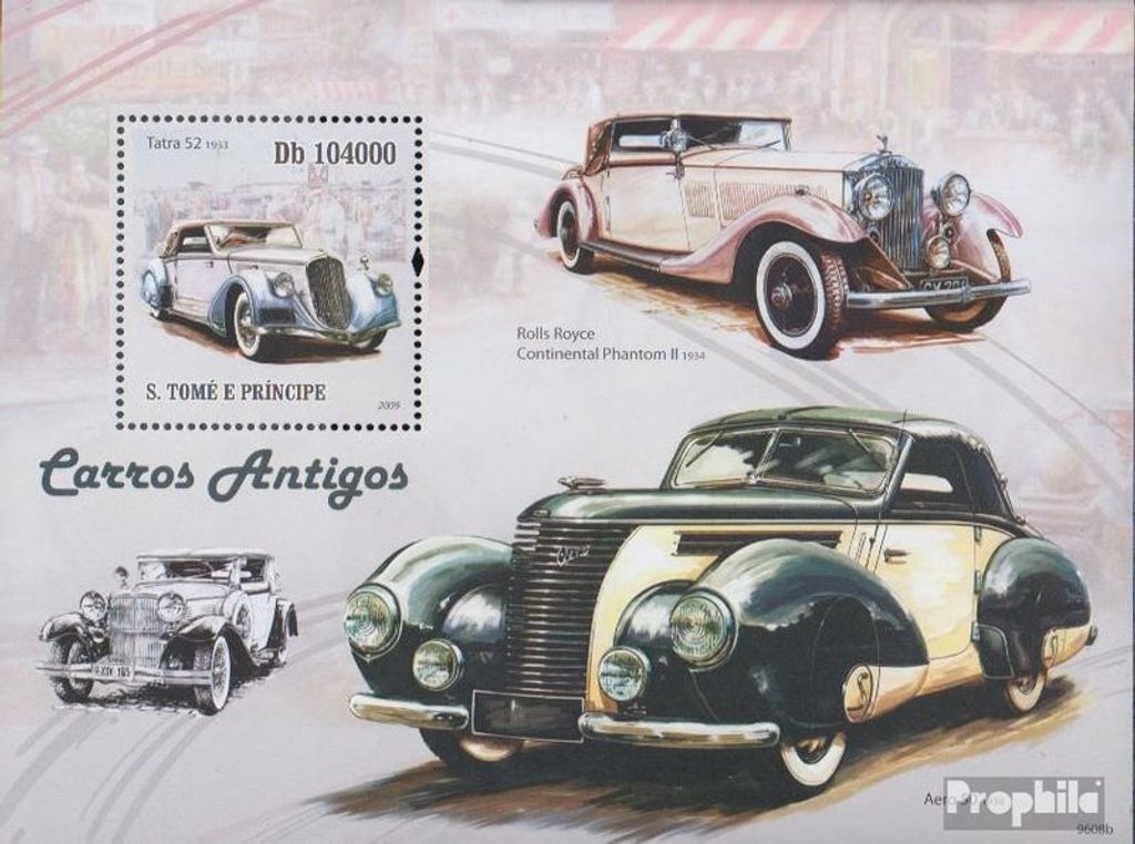 Briefmarken Sao Tome e Principe 2009 Mi Block735 (kompl.Ausg.) postfrisch Alte Autos