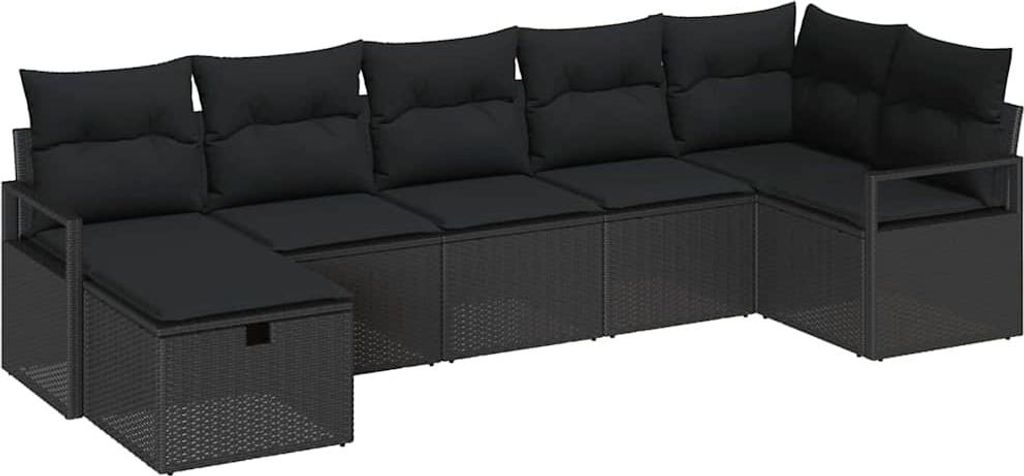 Sofa Set mit Kissen 5 pcs Poly-Rattan