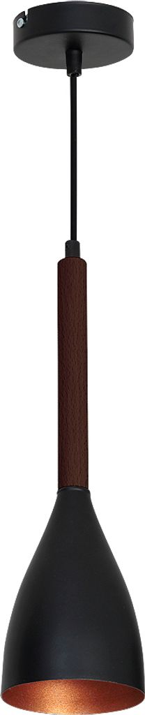 Pendelleuchte Retro "Muza" Schwarz Gold dunkles Holz Metall Holz Hängelampe Wohnzimmer Esstisch