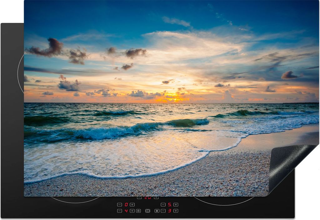 KitchenYeah Herdabdeckplatte Strand - Meer - Sonnenuntergang , 77x51cm, Küche Deko, Glaskeramikkochfeld Herdabdeckung, Abdeckplatte fùr Kochfeld