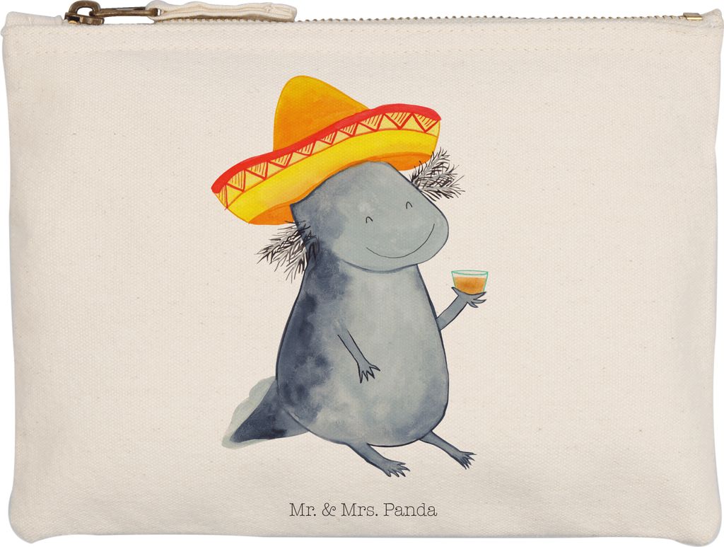 Mr. & Mrs. Panda Federtasche Axolotl Tequila Größe M - Weiß - Geschenk, Spruch, Mexico, Mexiko, trinken, Party, Urlaub, Etui, Kulturtasche, Pouc...