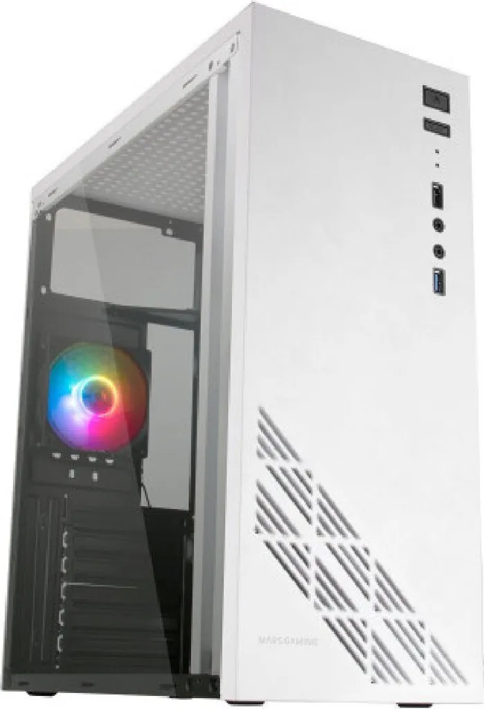 Boîtier PC Mars Gaming MC100 FRGB Crystal Blanc Moyen Tour Gaming