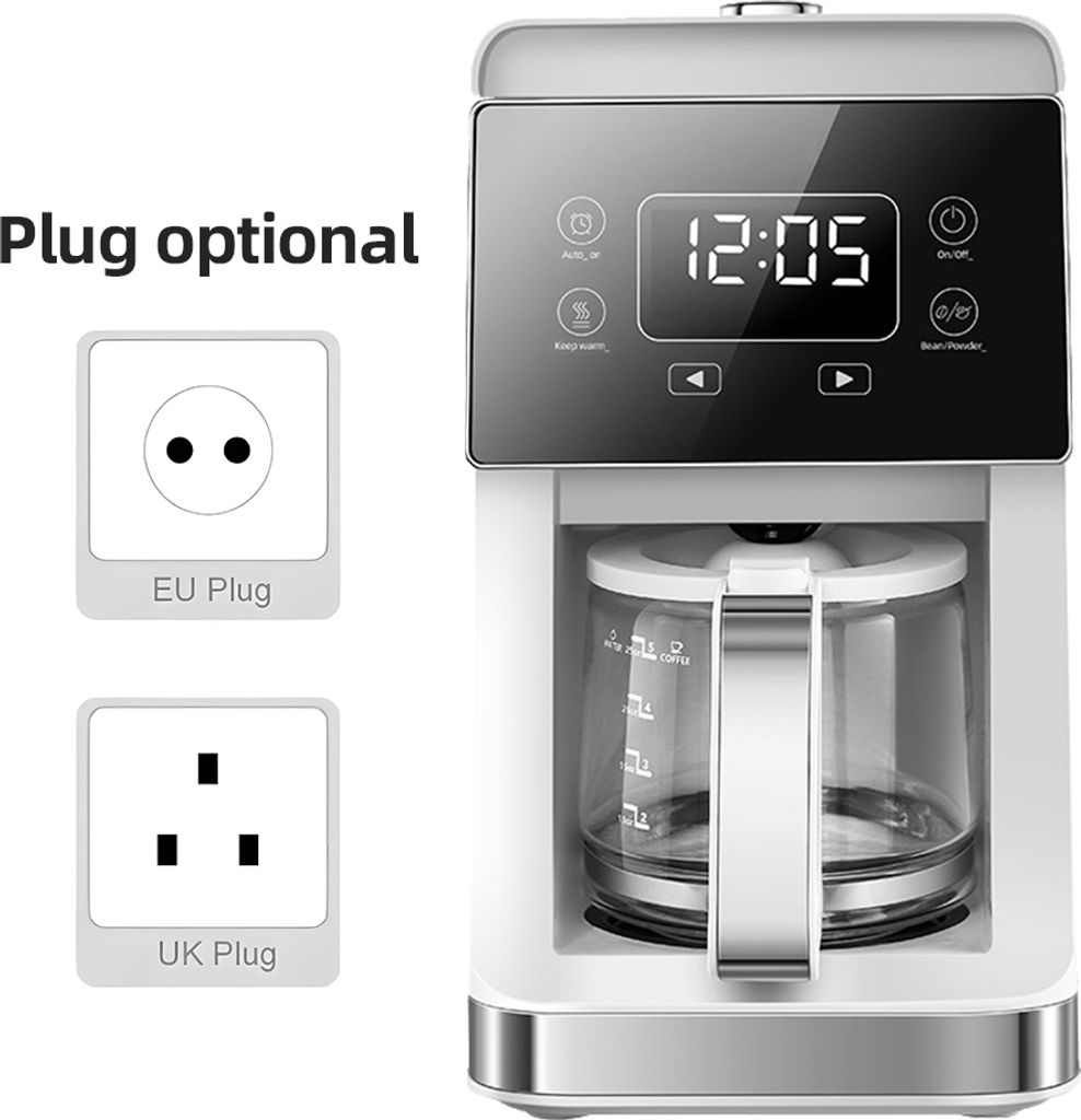 Filterkaffeemaschine, 5šC10 Tassen, amerikanische Kaffeemaschine mit eingebautem Mahlwerk, 780 ml Wassertank, warm haltende Kaffeekanne, Americano...