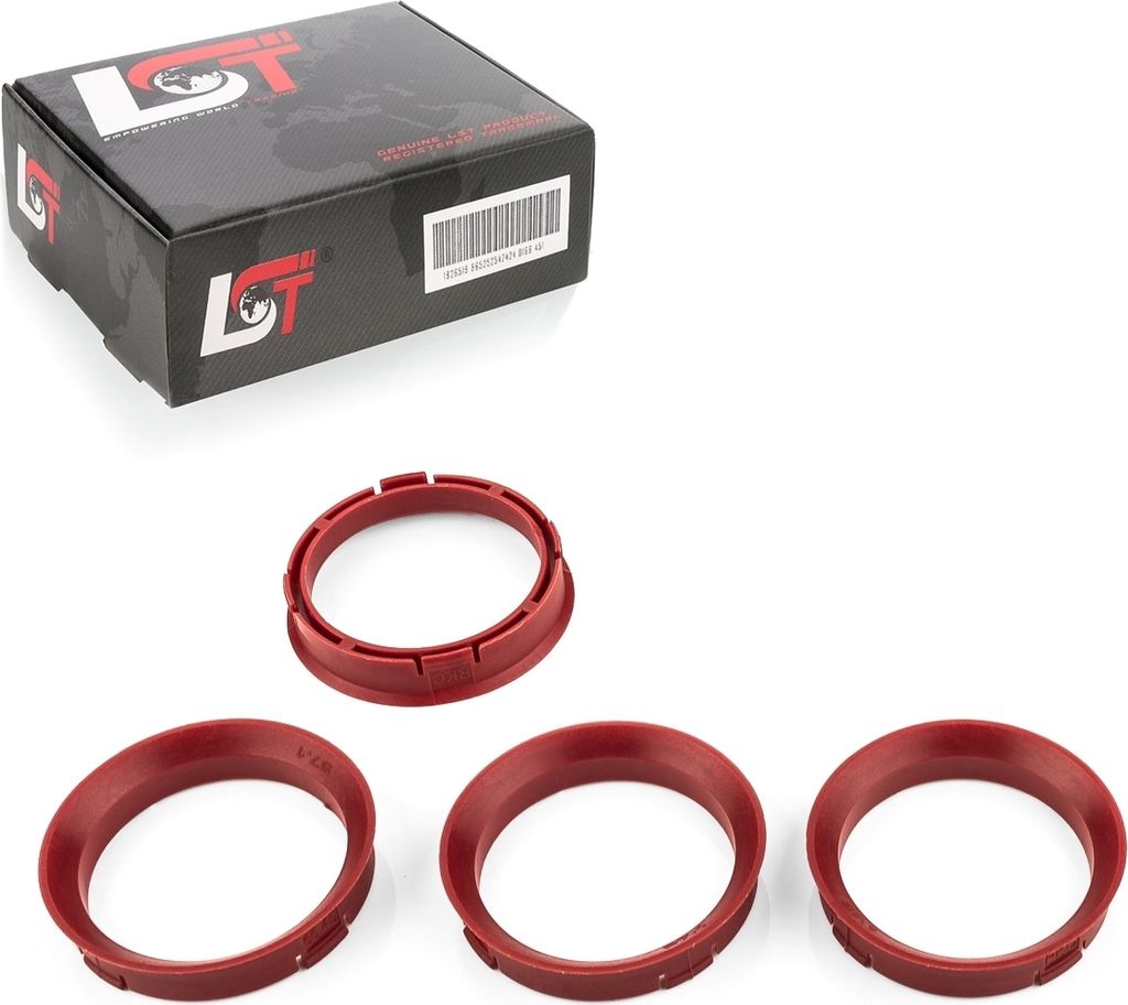 4x Zentrierringe Dunkelrot Alufelgen Ø 66,45 - Ø 57,1 mm für SEAT SKODA VW