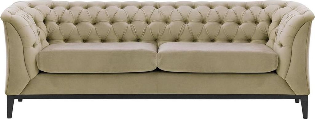 2,5-Sitzer Sofa Chesterfield Modern Wood aus medizinischem Schaumstoff-Velluto 3-black