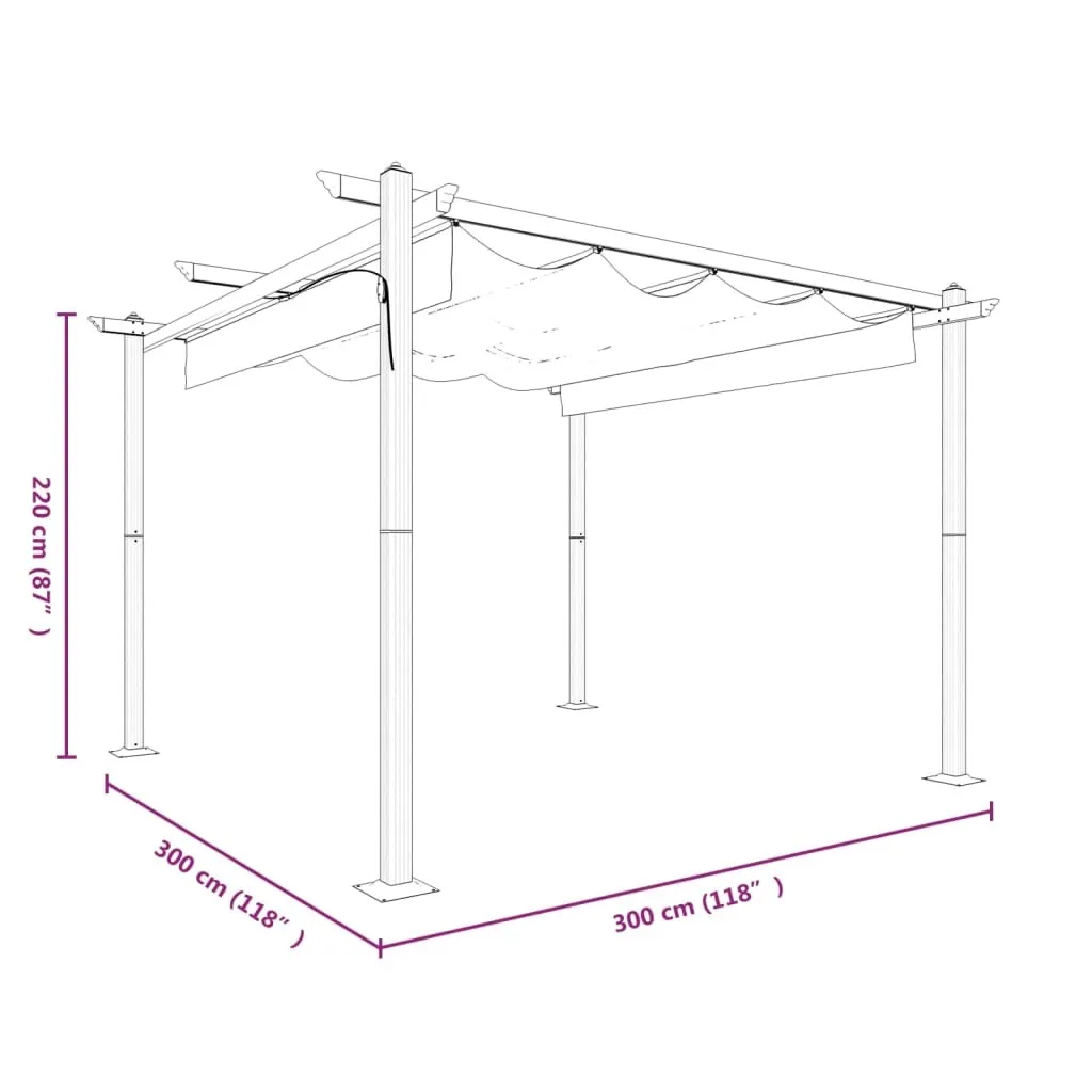 Pavillon Toit Extensible 3x3 m Crème, Tonnelle Acier Stable - 11