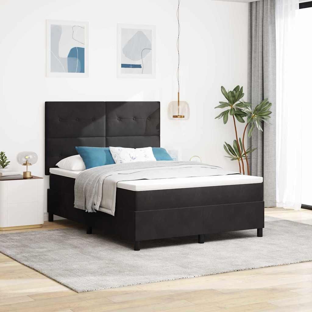 Maison Exclusive - LED Boxspringbett mit Matratze Schwarz 140 x 190 cm Samt