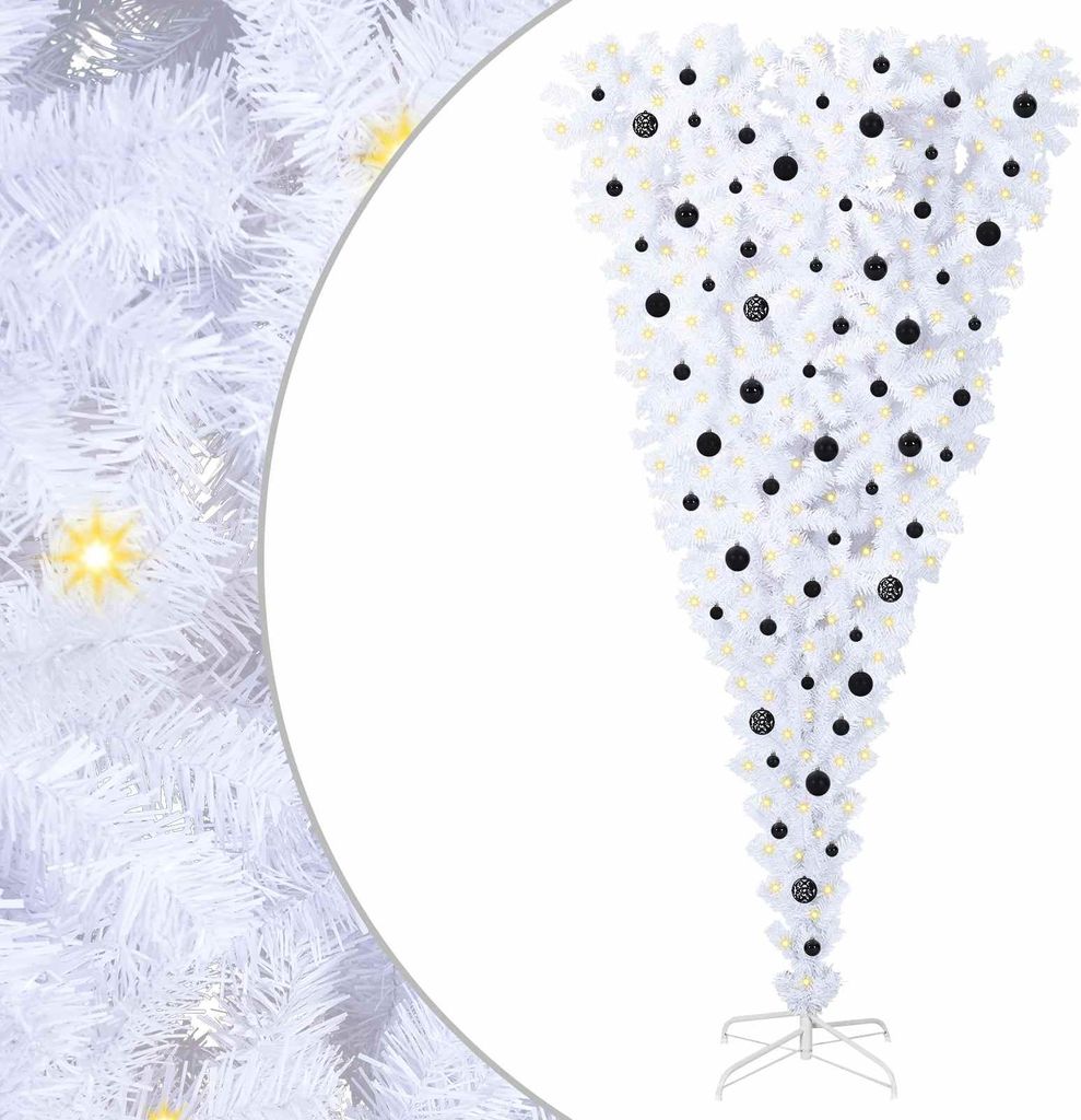 vidaXL Künstlicher Weihnachtsbaum Weiß 240 cm PVC und Stahl