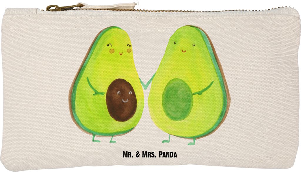 Mr. & Mrs. Panda Täschchen Avocado Pärchen Größe S Klein - Weiß - Geschenk, Federmappe, Avocados, Gesund, Pouch, kosmetiktäschchen, Etui, Lie...