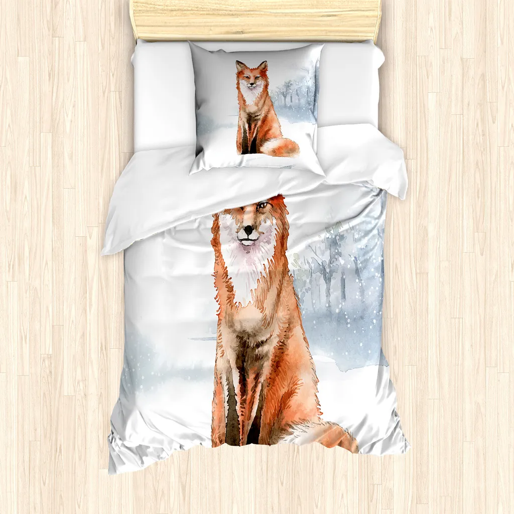 Copripiumino Singolo Per Bambini 135x200 Con Animali - Set 3 Pezzi Con Federe 50x75, Biancheria Letto In Poliestere Con Cerniera