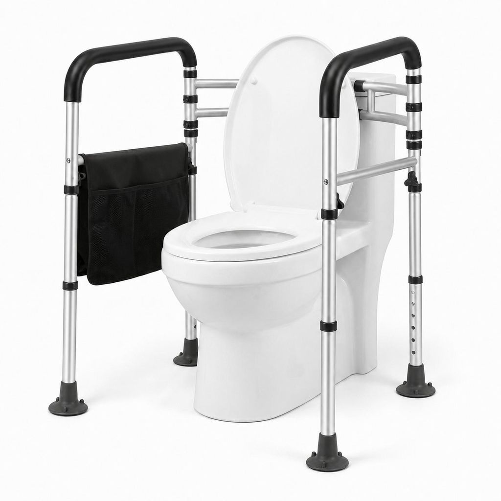 Verstellbarer klappbarer WC-Stützrahmen aus Aluminium, Produktbild 