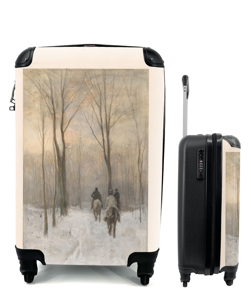 MuchoWow Koffer Handgepäck Trolley Rollkoffer Kleine Reisekoffer mit 4 Rollen - Reiter im Schnee im Haagse Bos - Gemälde von Anton Mauve - Cabi...