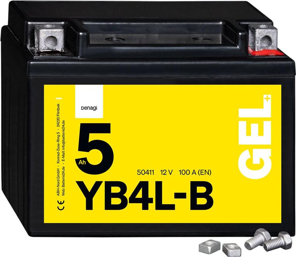 Denagi Motorradbatterie GEL 50411 YB4L-B 12V 5Ah