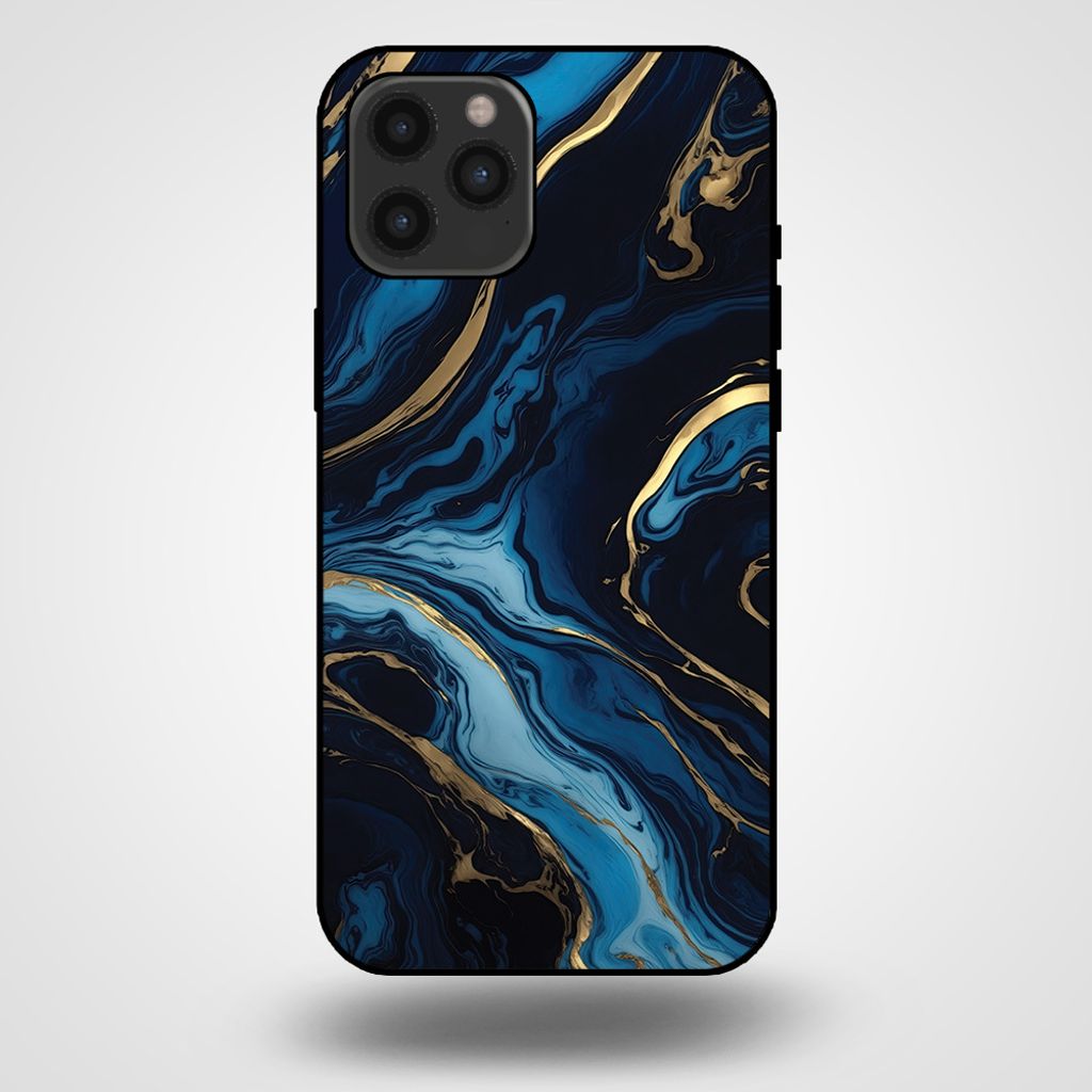 Smartphonica Handyhülle für iPhone 12 Pro Max mit Marmordruck - TPU-Hülle mit Marmor-Design - Gold Blau