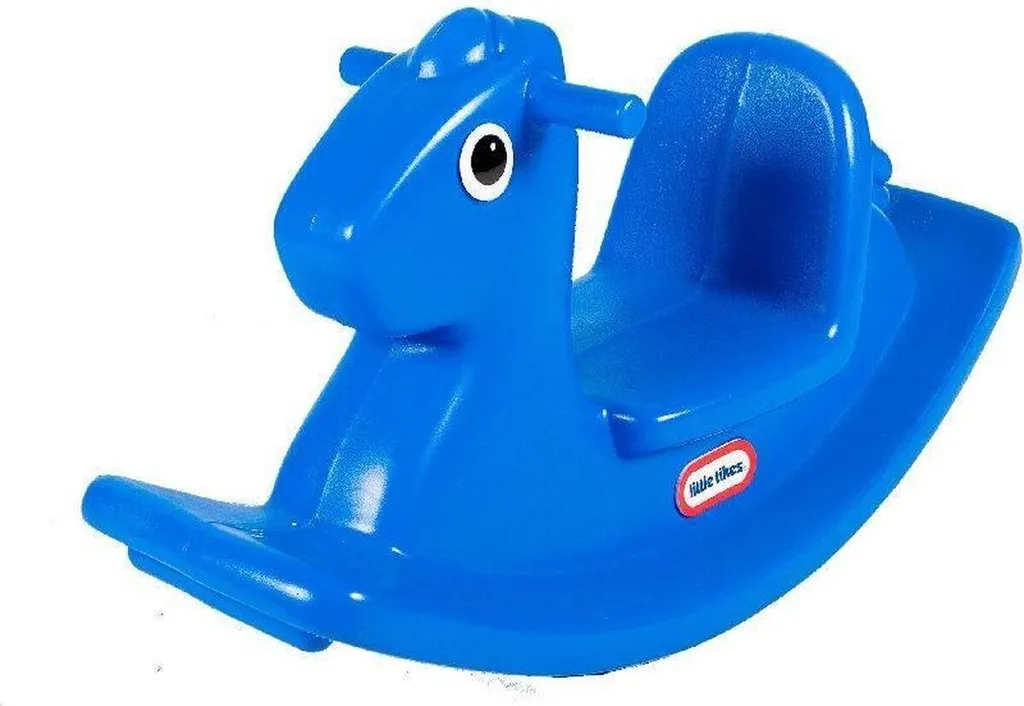 Cheval à Bascule Bleu en Plastique Robuste - Jouet de Bascule Intérieur