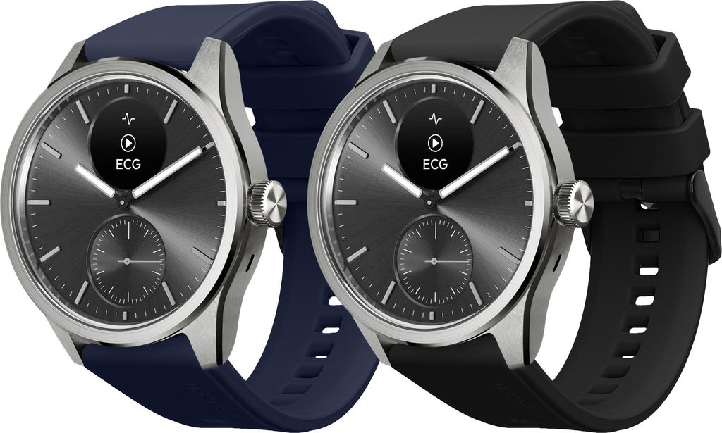 kwmobile 2x Sportarmband kompatibel mit Withings ScanWatch 42mm / Steel HR 40mm / ScanWatch Horizon Armband - Fitnesstracker Band Set aus TPU Silikon