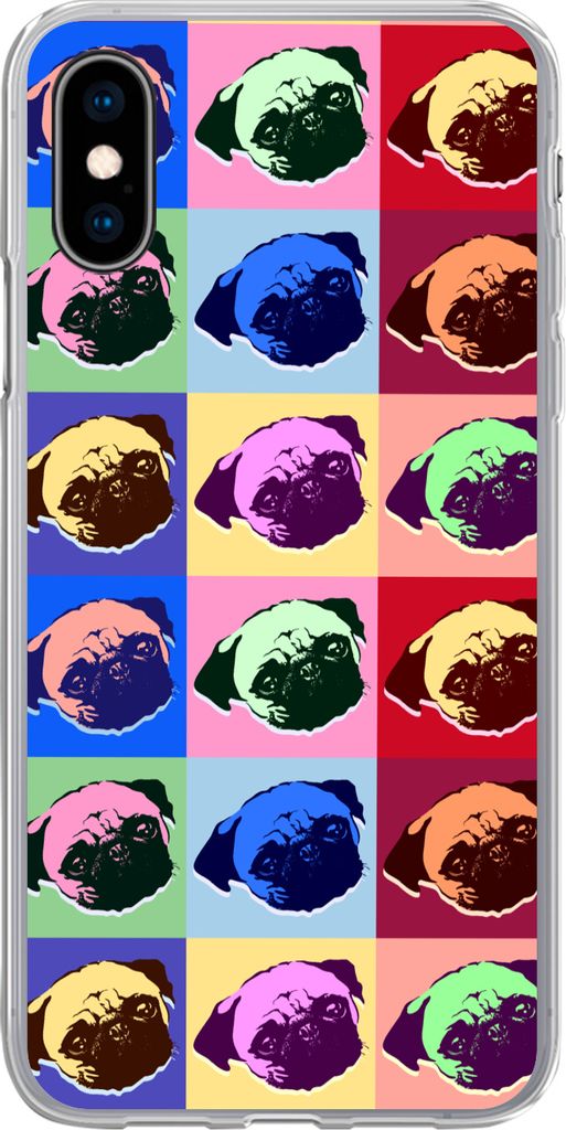 MuchoWow Handyhülle Schutzhülle Hülle für Telefoonhoesje iPhone X Muster - Hund - Mops - Jungen - Mädchen - Kinder - Kinder Silikon Softcase...