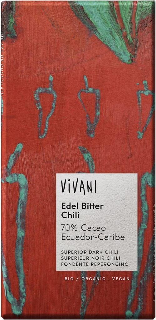 CZEKOLADA GORZKA Z CHILI BIO 100 g - VIVANI