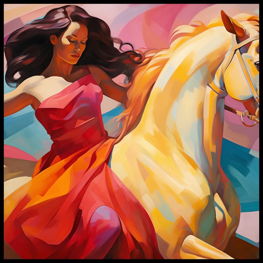 Plakat 100x100cm Tanz auf dem Windpferd