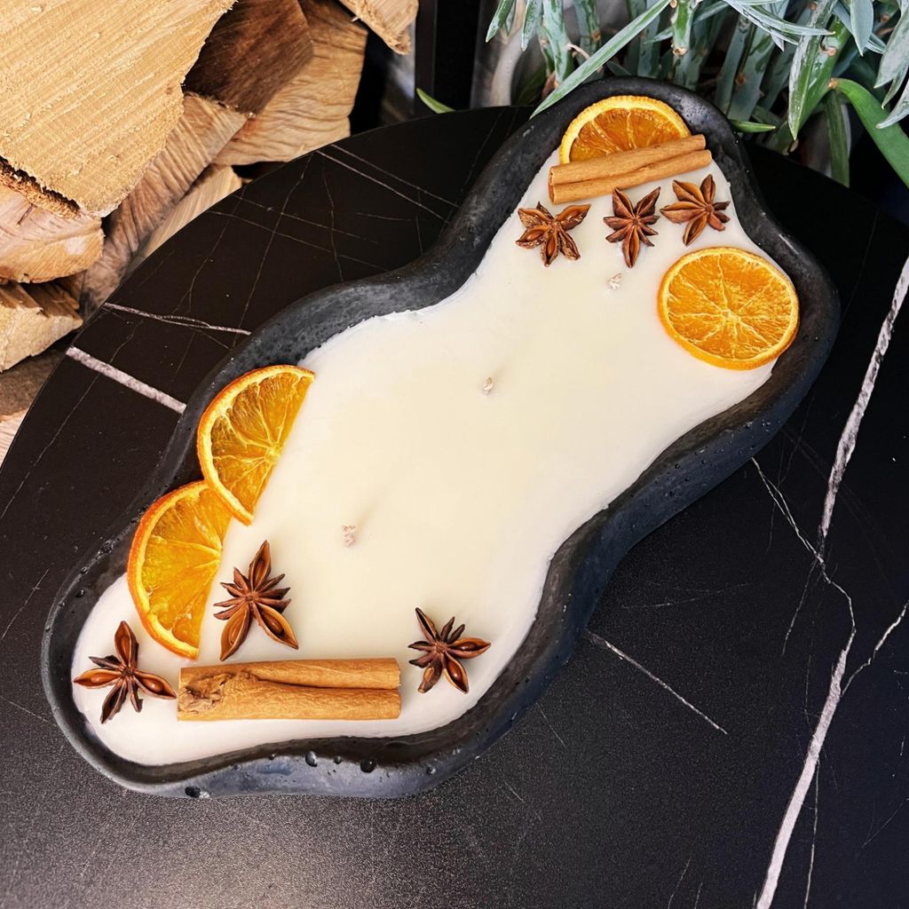 Handgemachte Betonduftkerze "Wave: Grey or Black" Bio Sojawachs mit Vanilla Toffee Duft - Betondekoration - Betonaccessoires oder Betondeko für Zu...