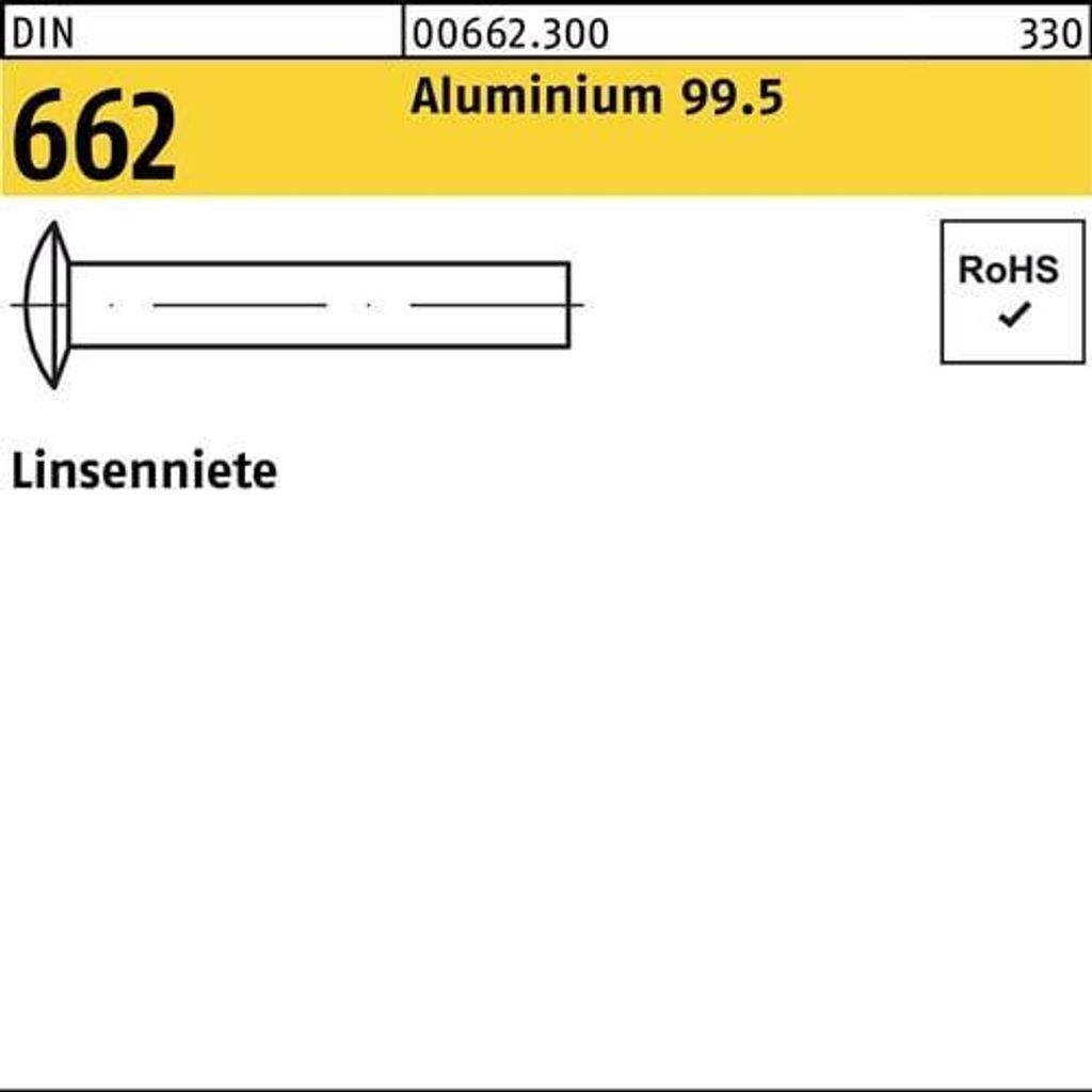 Reyher Linsenniete DIN 662 Aluminium 4 x 8 Al (1000 Stück)