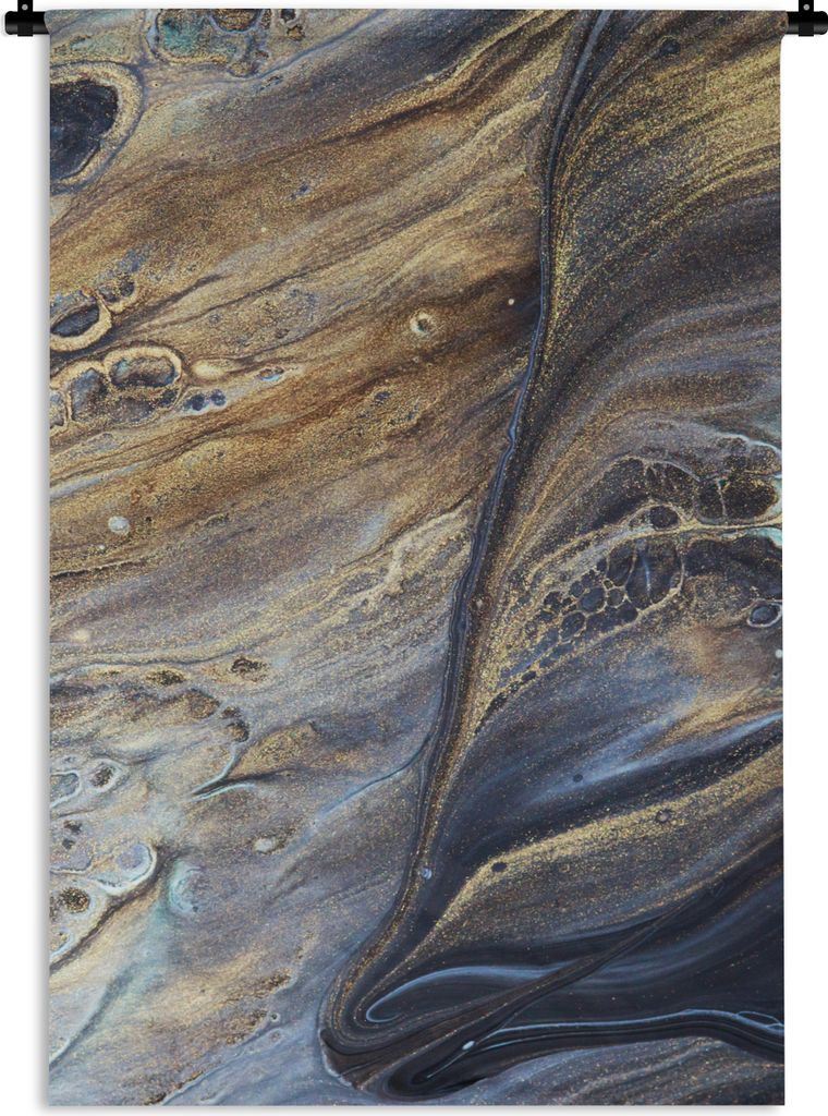 MuchoWow Wandteppich Wandbehang Marmor - Gold - Aquarell - Textur - Marmoroptik 90x135 cm Tapisserie Dekoration Wandtuch - Baumwolle - Wandskulptur