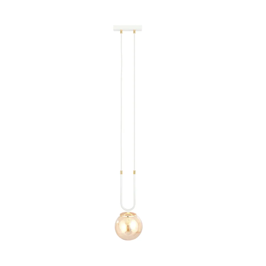Lustre suspension moderne blanc et miel GLAM pour salon et chambre E14