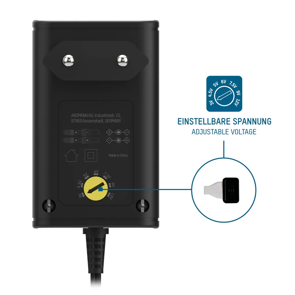 Adaptateur secteur 3-12VDC Ansmann 5111233 avec 7 embouts interchangeables - 5