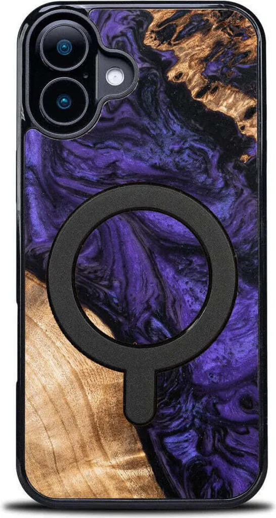Custodia in legno per iPhone 16 Plus, Bewood Unique Violet per MagSafe