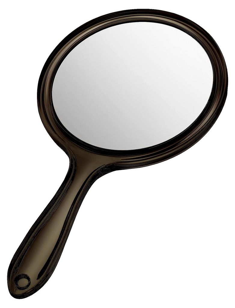 Handspiegel mit Griff, doppelseitiger Kosmetikspiegel 1X/3X Vergrößerung, runde Form für tägliches Make-up (Schwarz)