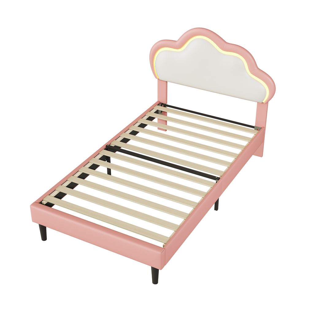 CDGlobal Lit rembourré 90x200cm avec sommier à lattes, Lit Image du produit 
