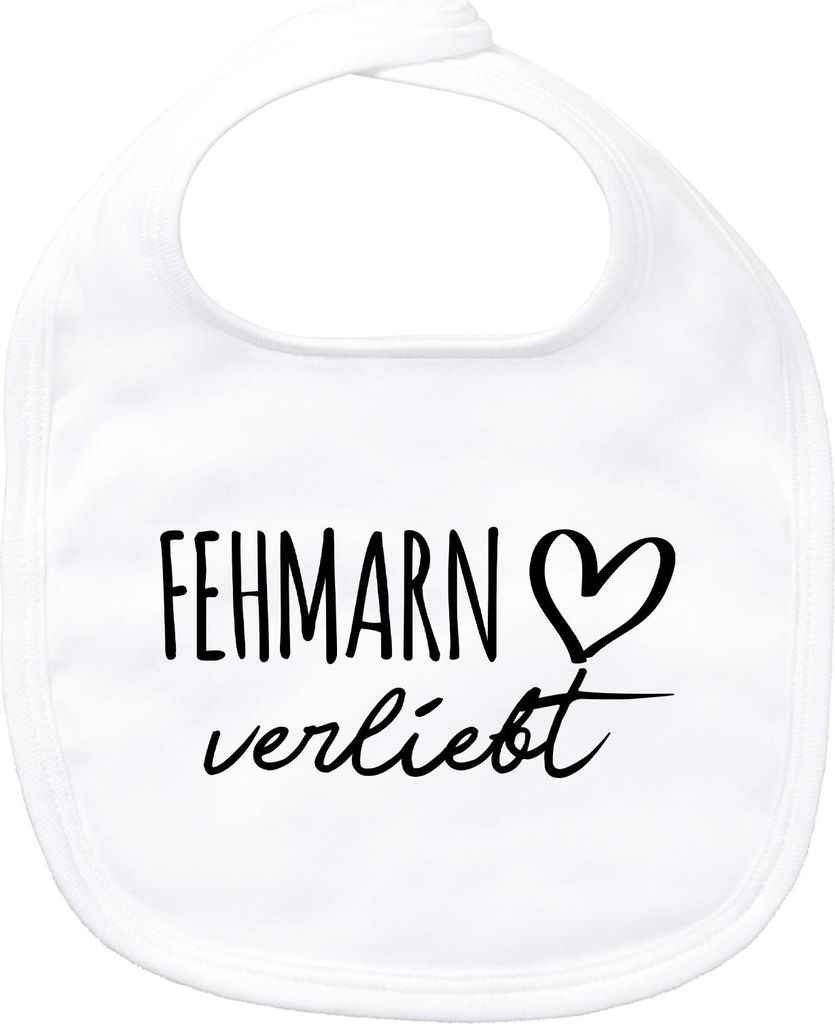 Huuraa Baby Lätzchen Fehmarn verliebt White Klettverschluss Baumwolle Latz Geschenkidee