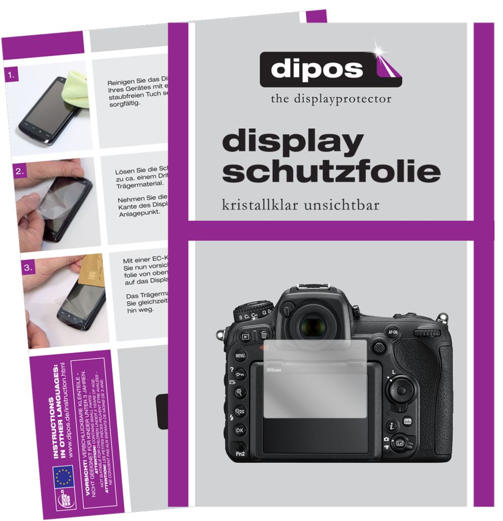 1x Schutzfolie für Nikon D500 klar Displayschutzfolie Folie Display Schutz dipos