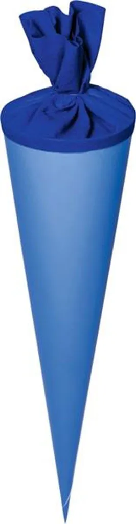 Grand sac d'école 70cm bleu en carton rigide et haut en feutre bleu foncé