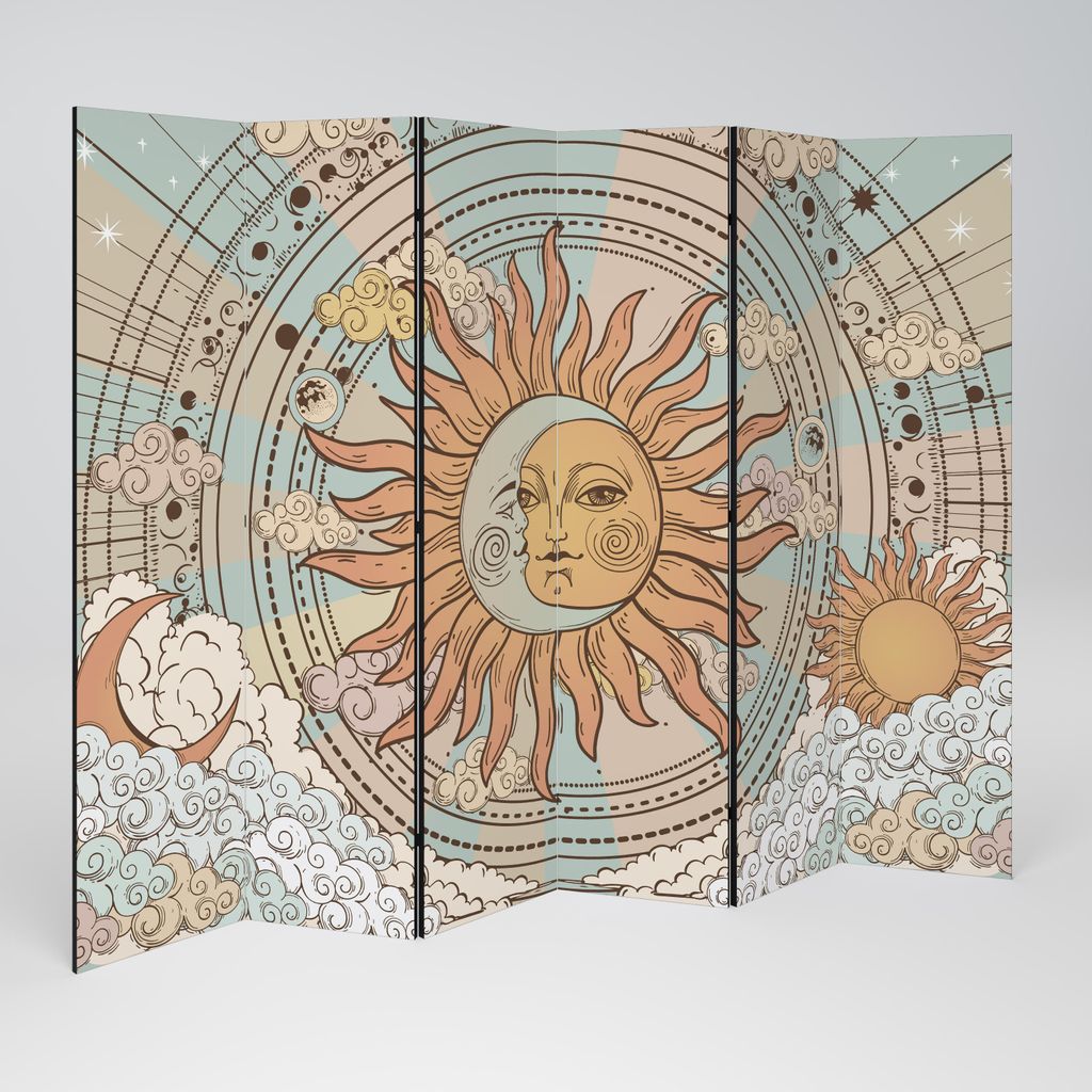 SpaceRebels Paravent Raumteiler - 6-teilig Raumtrenner, Druck 2-Seite - Raumtrenner - Trennwand Wohnung - Room Divider - Spanische Wand Deko Modern...