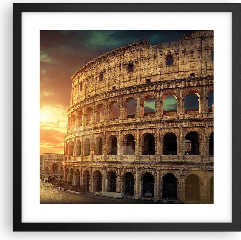 Gerahmtes Poster - Schwarzer Rahmen - Coloseum Roma Architektur Italien - 40x40 cm - Wand Bild - Wanddeko - Wandbilder - Wandposter - Bilderrahmen ...