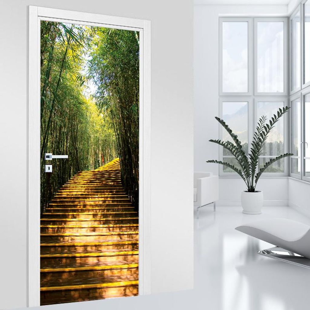 Türaufkleber – Lumaléa – Wald Treppen – MAT-Kleber – Breite 93 x H?he 205 cm