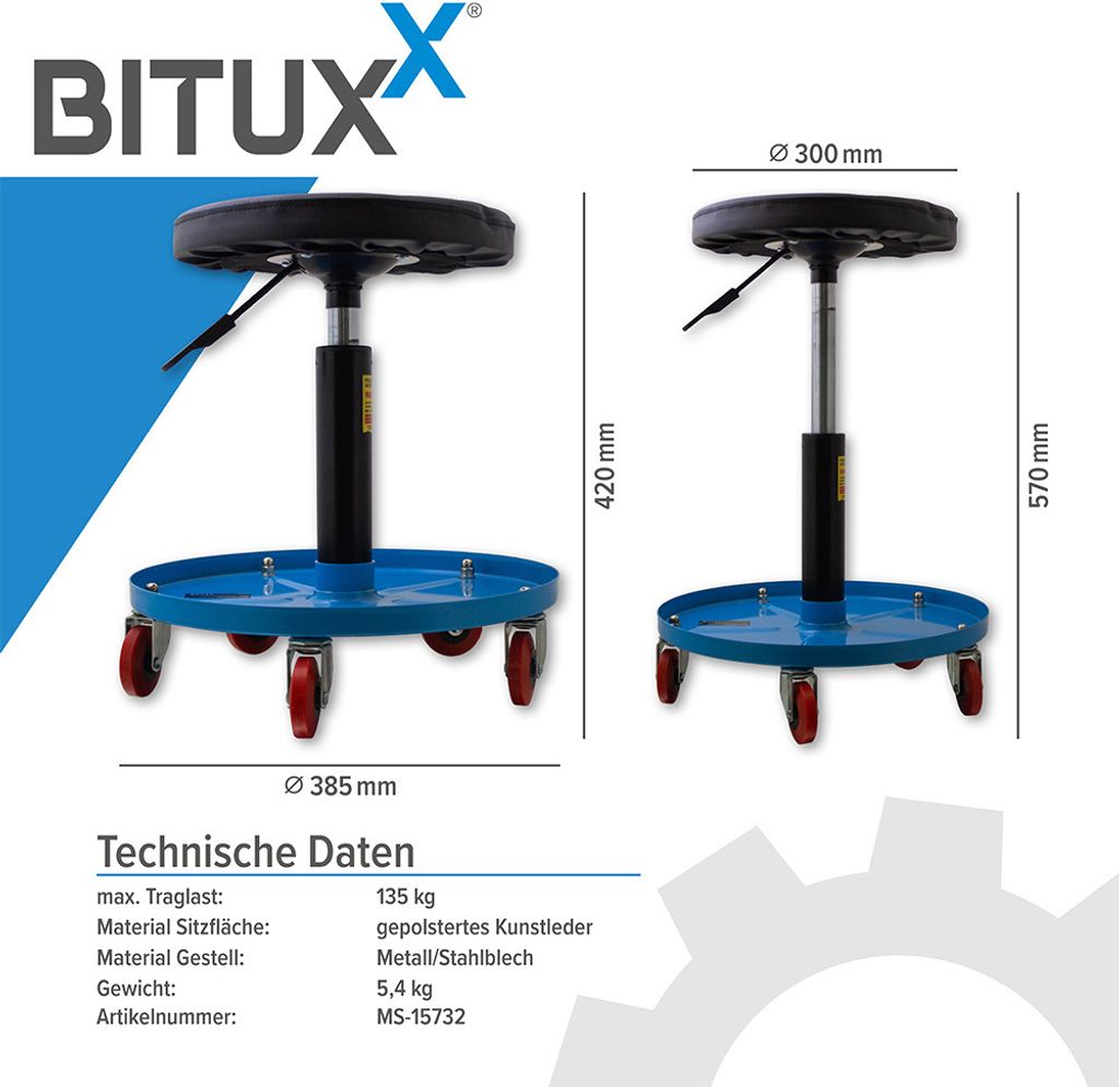 Bituxx Werkstattsitz Werkstattstuhl Werkstatthocker Produktbild 6