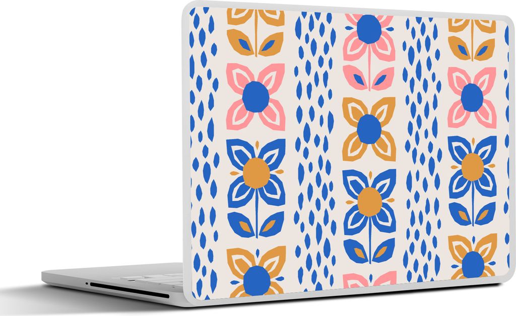 MuchoWow Laptop Aufkleber Sticker Cover Blumen - Skandinavien - Muster 32.5x23.5 cm - Sticker für Laptop - Selbstklebend