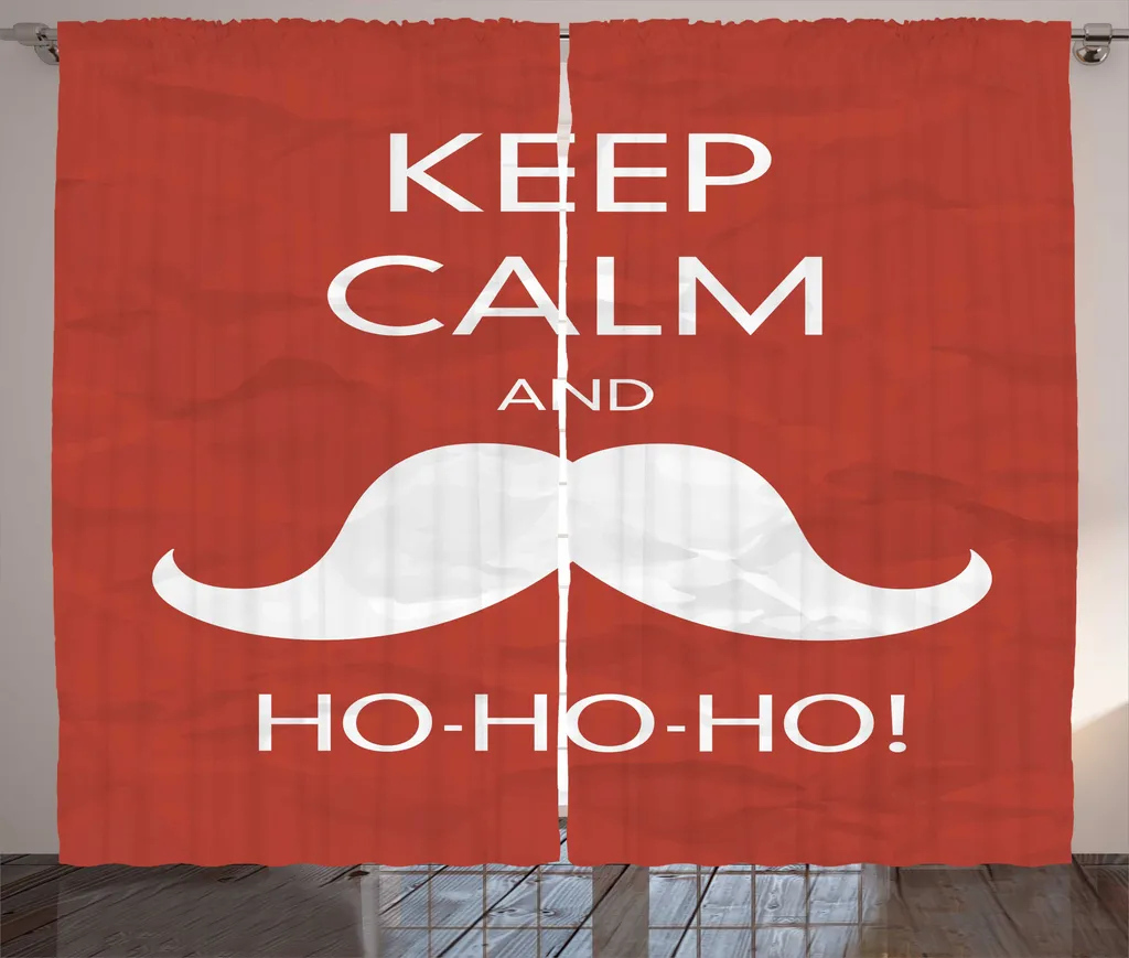 Tenda Natalizia Moderna Ho Ho Ho Baffi 280x175 ABAKUHAUS Rossa