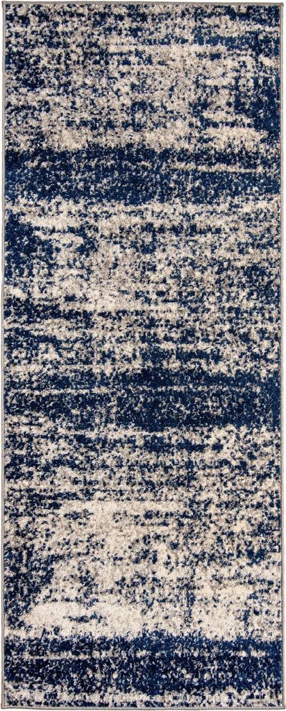 Mazovia Teppich Blau Abstrakt Vintage - Teppich für Wohnzimmer, Schlafzimmer gut für Fußbodenheizung - 70x200 cm
